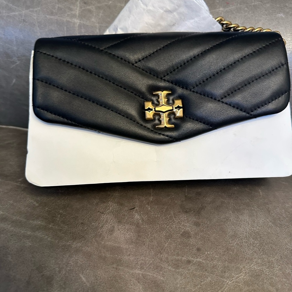 Tory Burch Black and White Quilted Clutch